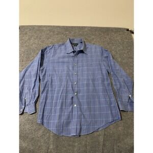 ORVIS Mens XL Blue Plaid Long Sleeve Button Down Shirt Casual Cotton Trim Fit